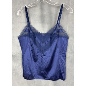 Vintage Vanity Fair Blue Lace Camisol Top Womens 38 / Large Dark Romantic